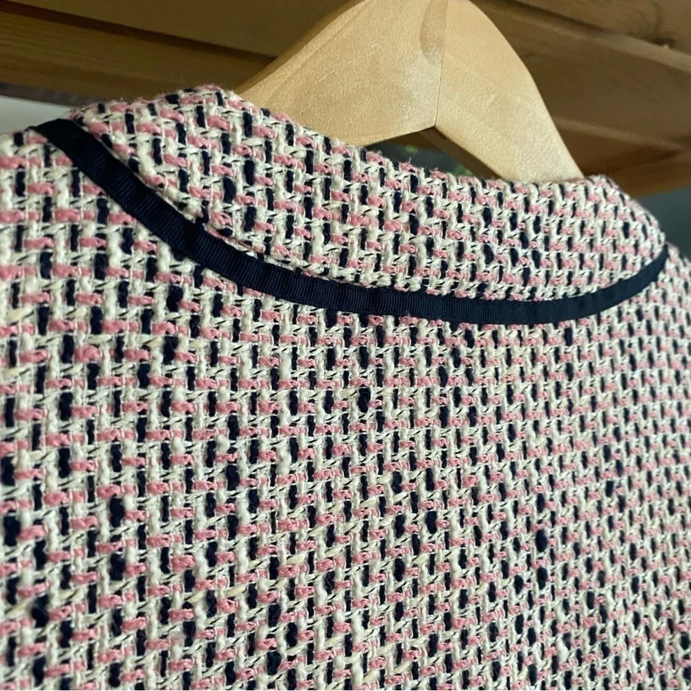 Janie and Jack Pink Navy Blue Cream Tweed Jacket 3t
